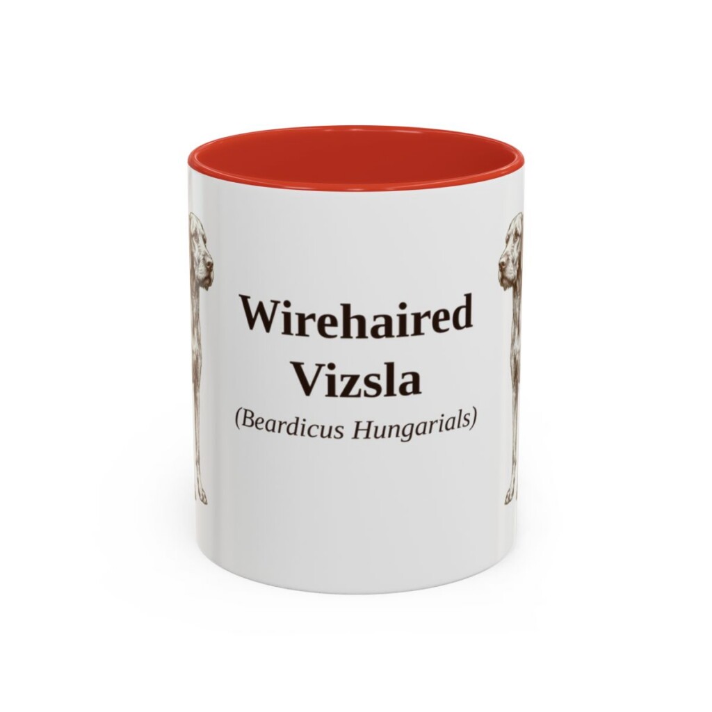 11oz Wirehaired Vizsla Latin Mug, Red, front view