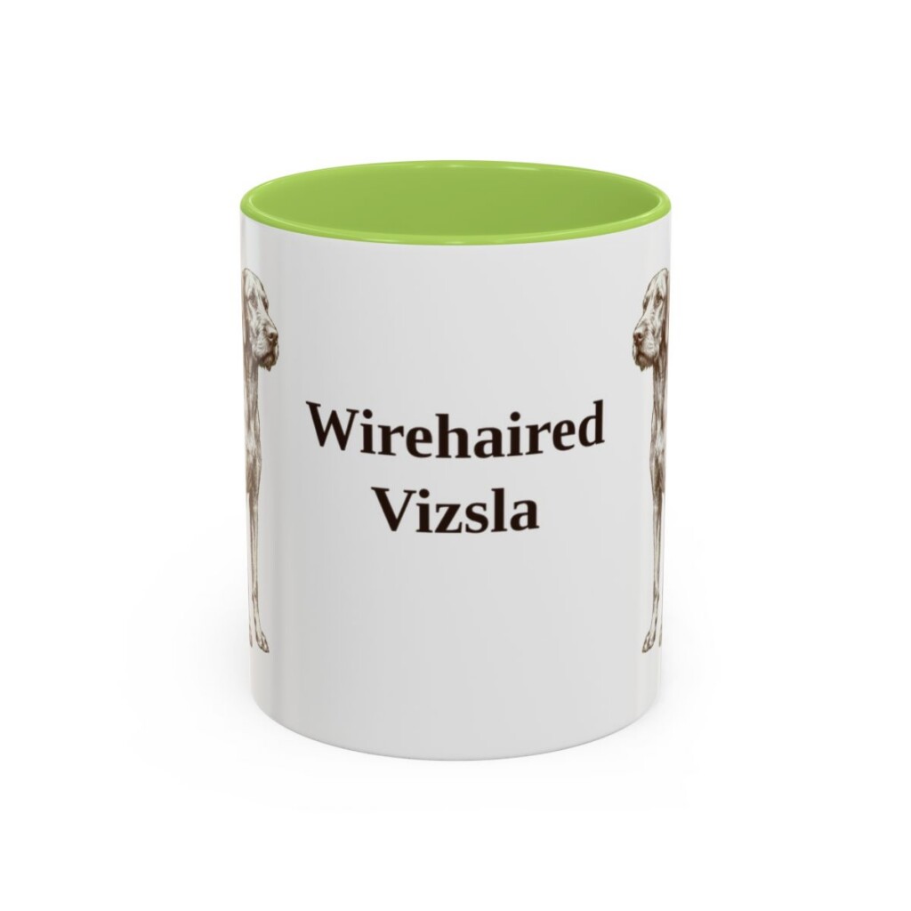 11oz Wirehaired Vizsla Mug, Light Green, front view