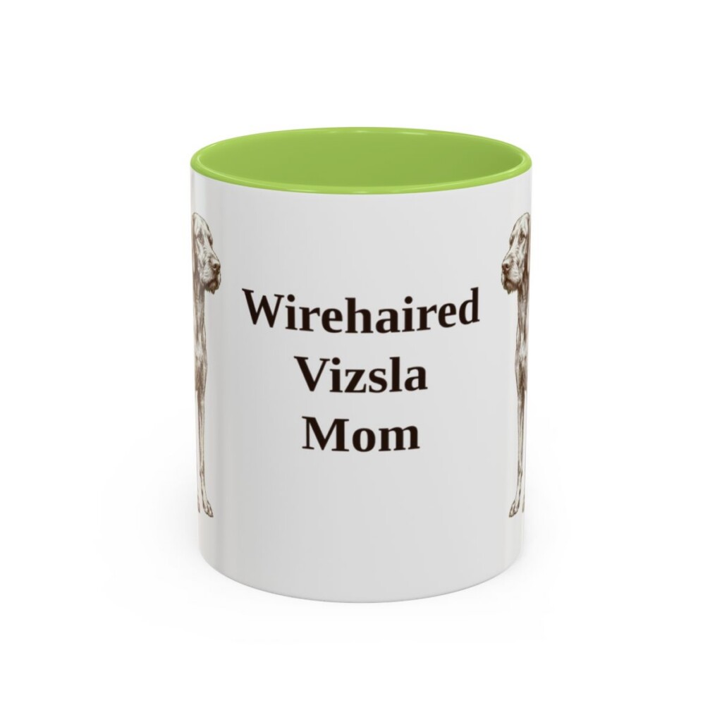 11oz-wirehaired-vizsla-mug-mom-light-green 11oz Wirehaired Vizsla Dog Mom Mug, Light Green, front view