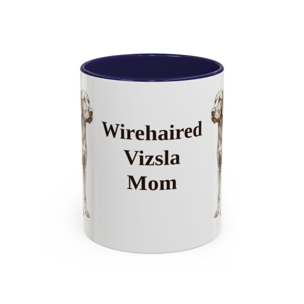 11oz-wirehaired-vizsla-mug-mom-navy 11oz Wirehaired Vizsla Dog Mom Mug, Navy, front view