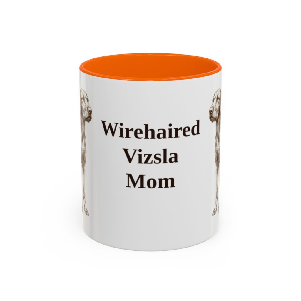 11oz-wirehaired-vizsla-mug-mom-orange 11oz Wirehaired Vizsla Dog Mom Mug, Orange, front view