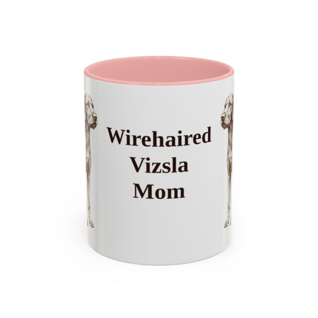 11oz-wirehaired-vizsla-mug-mom-pink 11oz Wirehaired Vizsla Dog Mom Mug, Pink, front view