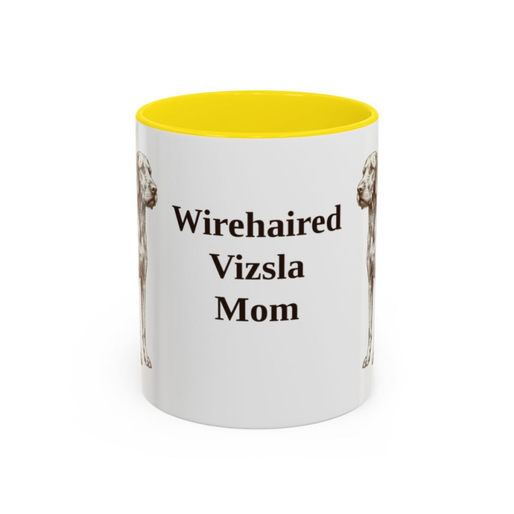 11oz-wirehaired-vizsla-mug-mom-yellow 11oz Wirehaired Vizsla Dog Mom Mug, Yellow, front view
