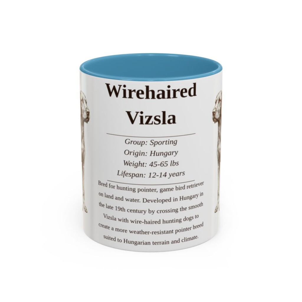 11oz Wirehaired Vizsla Mug, Light Blue, front view