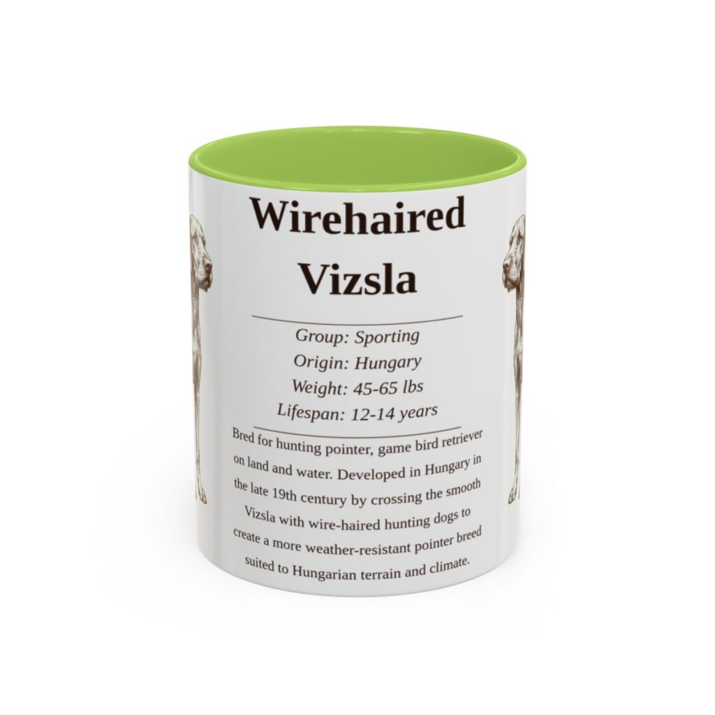 11oz Wirehaired Vizsla Mug, Light Green, front view