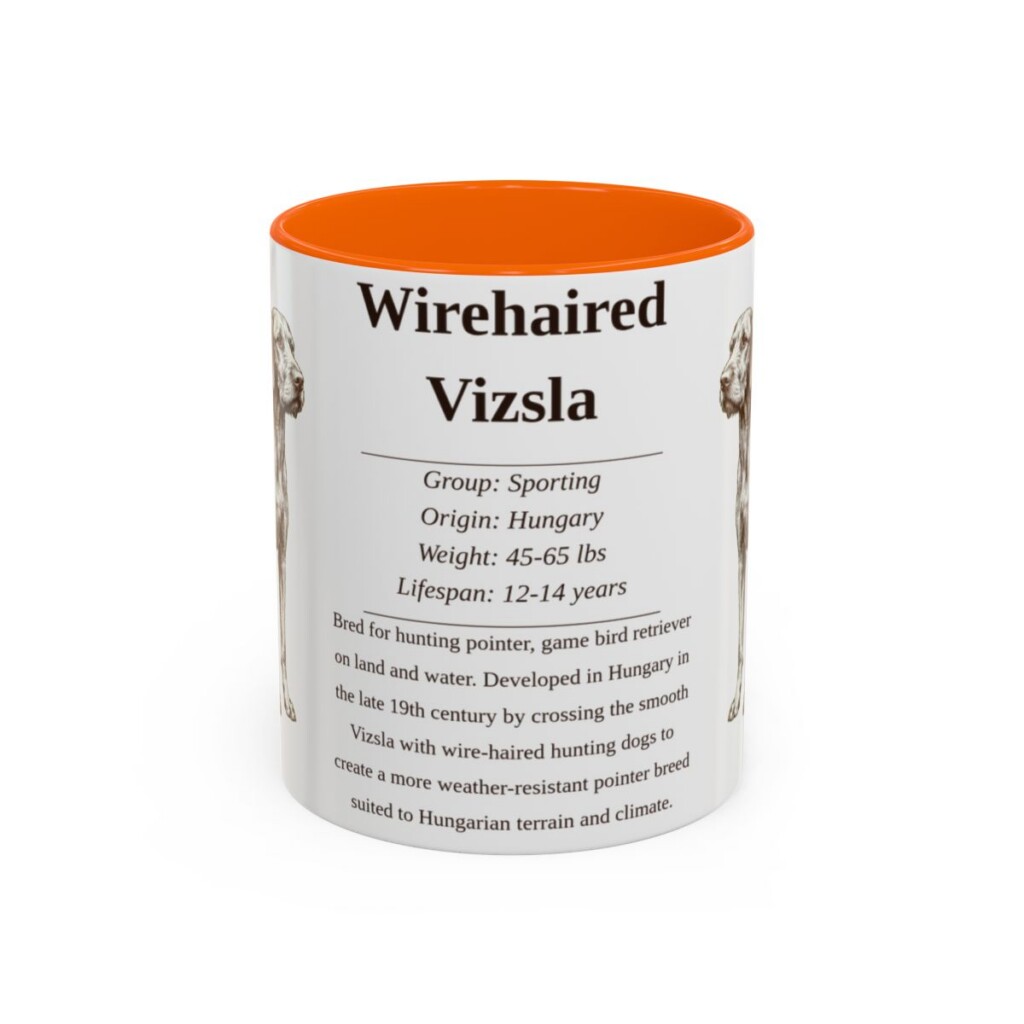 11oz Wirehaired Vizsla Mug, Orange, front view