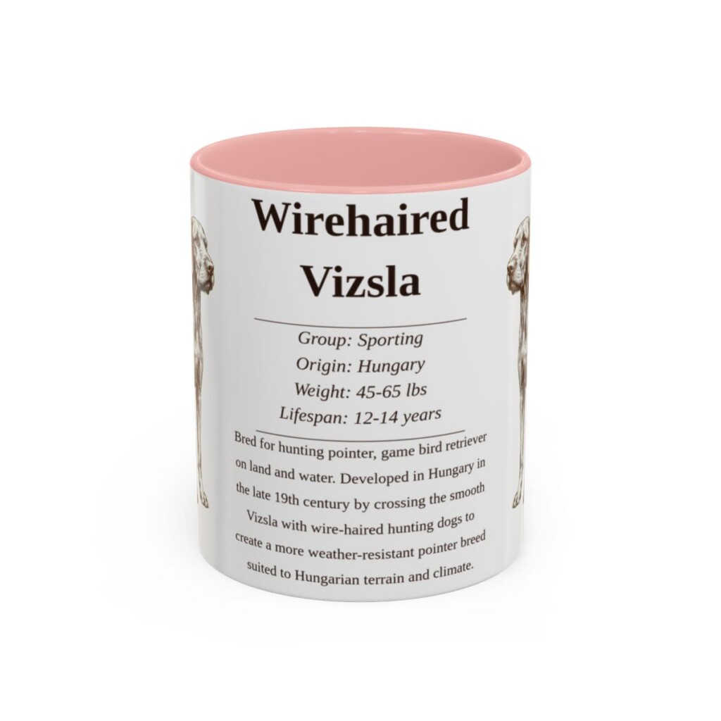 11oz Wirehaired Vizsla Mug, Pink, front view