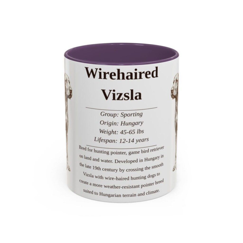 11oz Wirehaired Vizsla Mug, Purple, front view