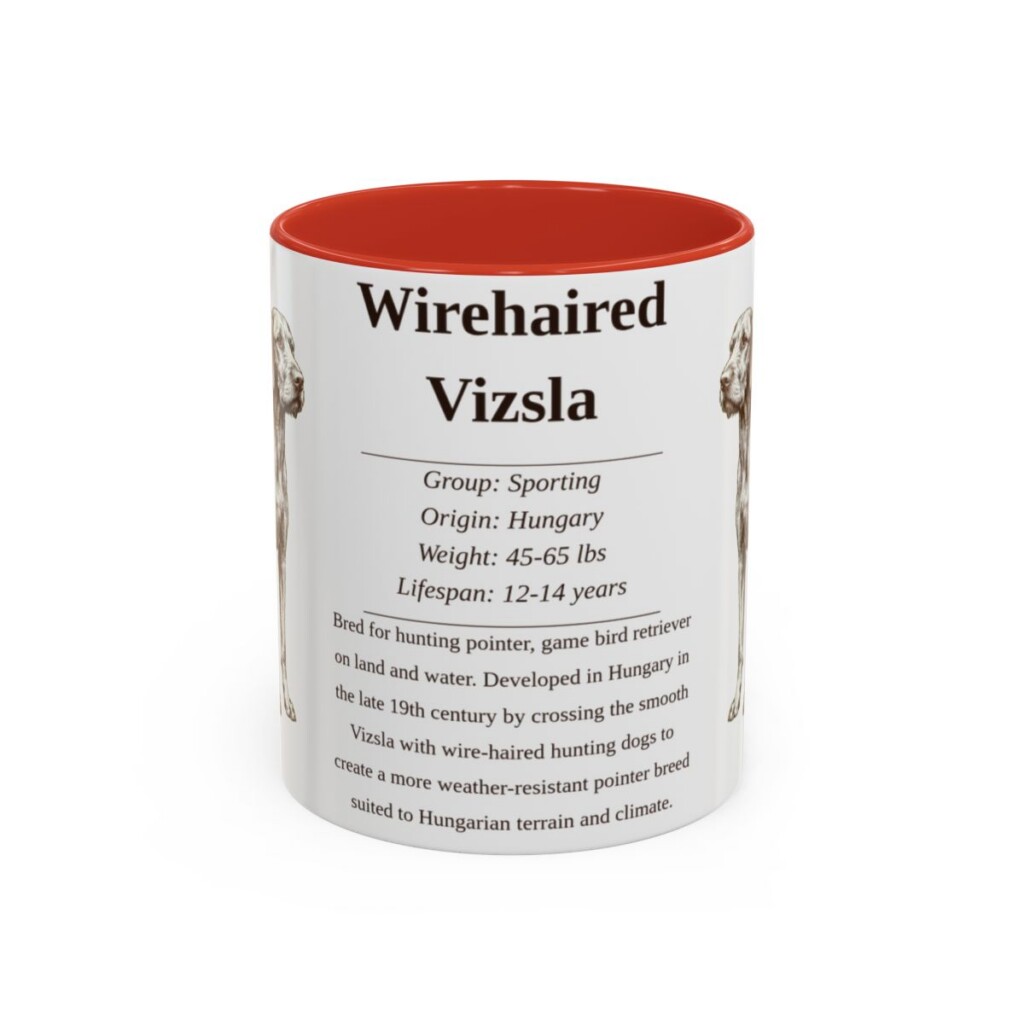 11oz Wirehaired Vizsla Mug, Red, front view