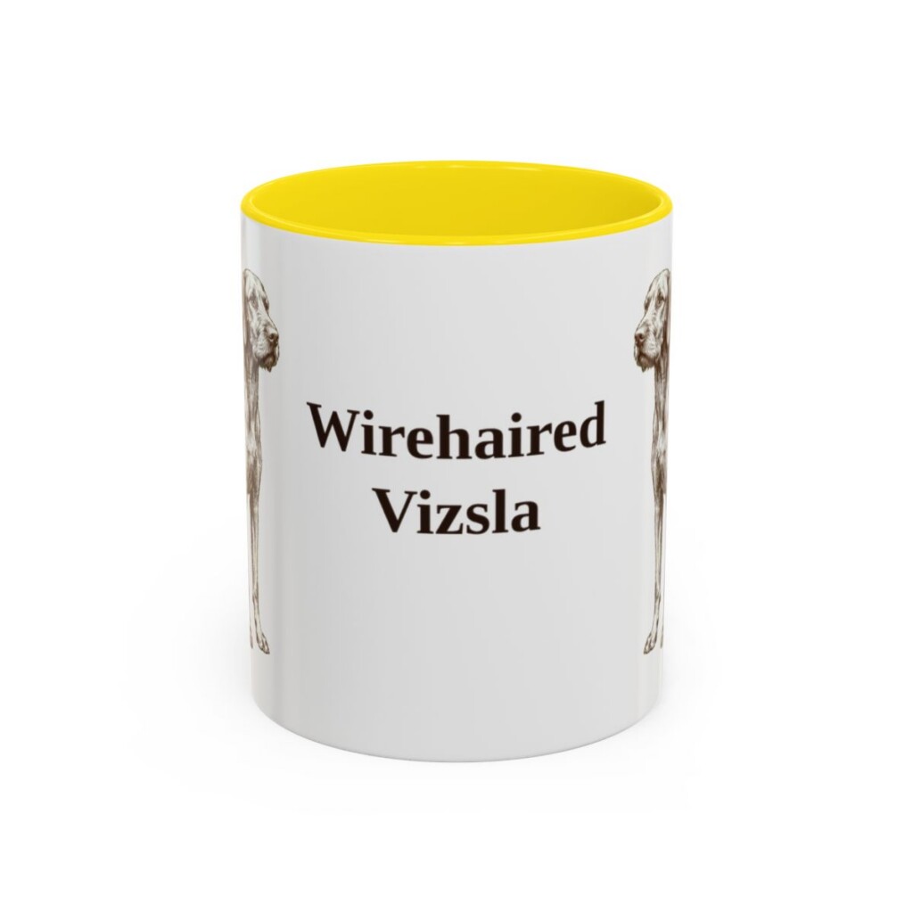 11oz Wirehaired Vizsla Mug, Yellow, front view