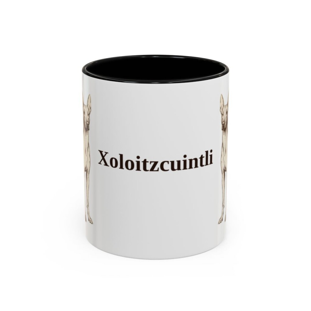 11oz Xoloitzcuintli Mug, Black, front view