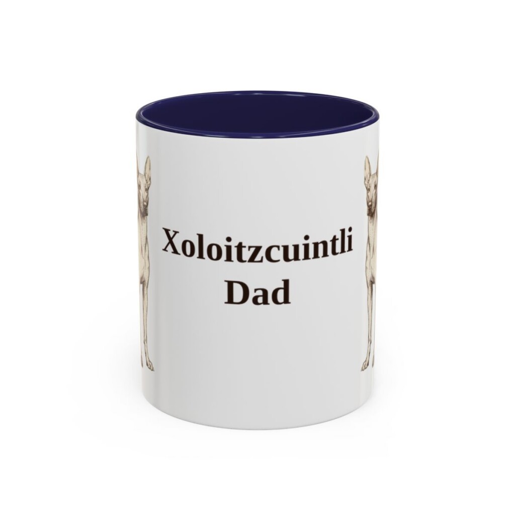 11oz Xoloitzcuintli Dog Dad Mug, Navy, front view