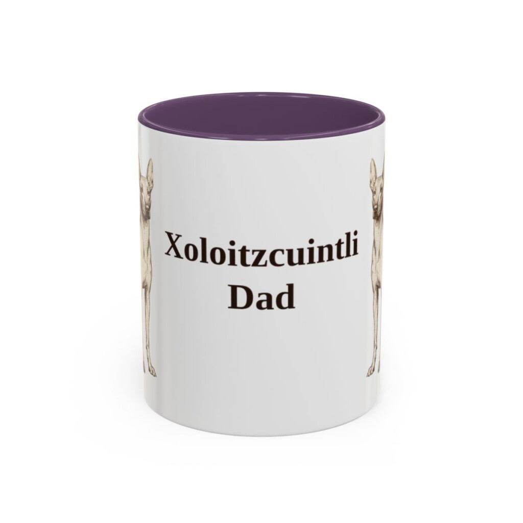 11oz Xoloitzcuintli Dog Dad Mug, Purple, front view