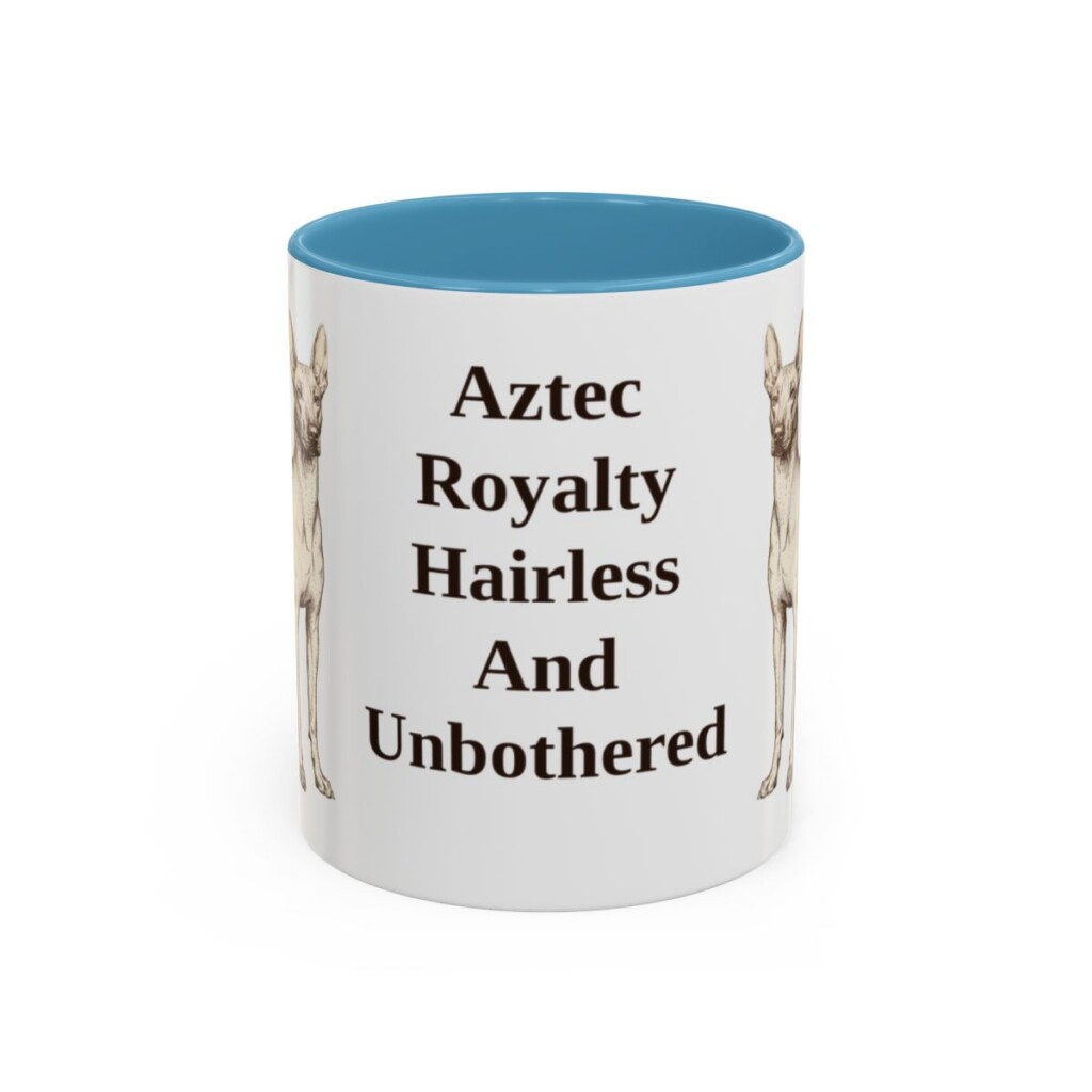 11oz Funny Xoloitzcuintli Mug, Light Blue, front view