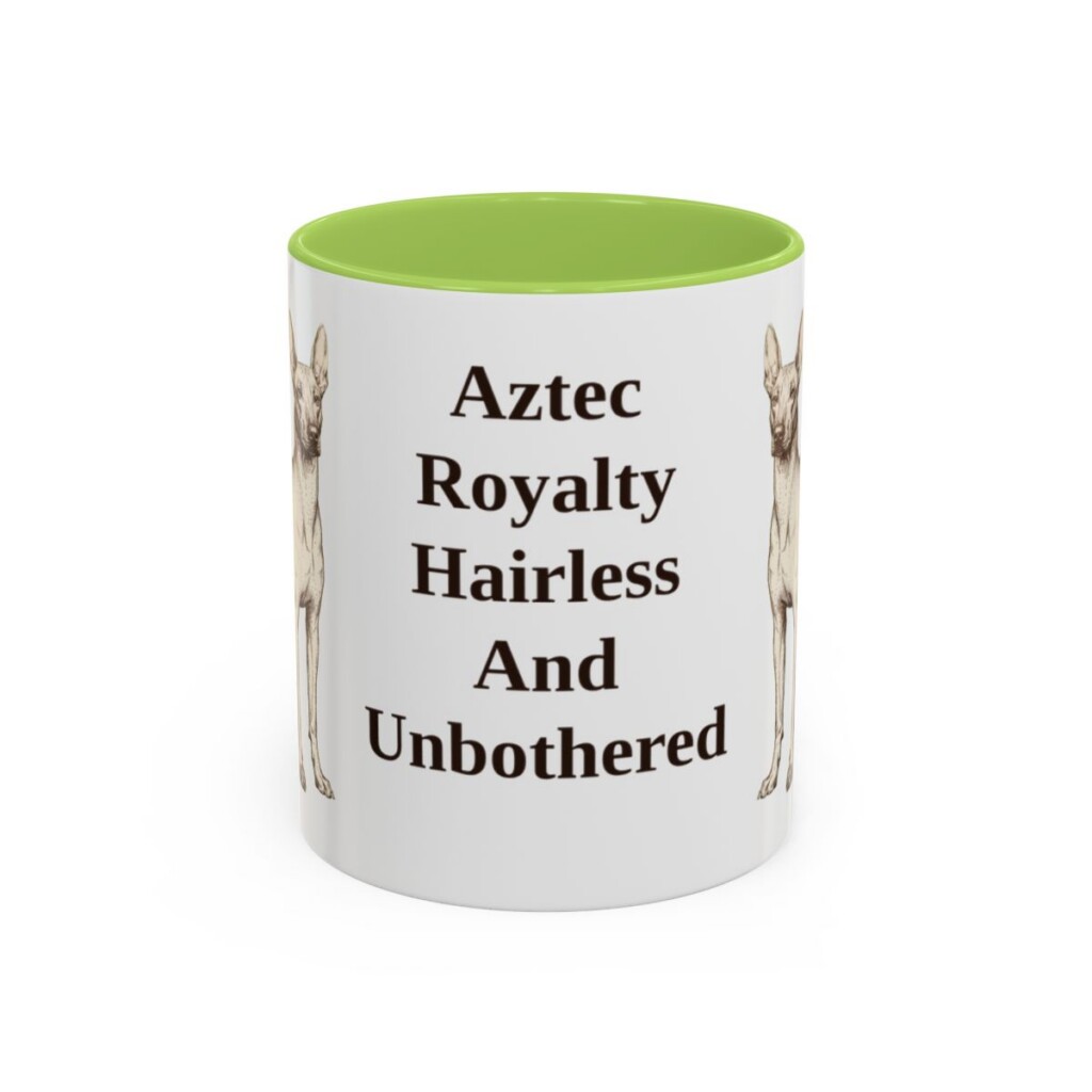 11oz Funny Xoloitzcuintli Mug, Light Green, front view
