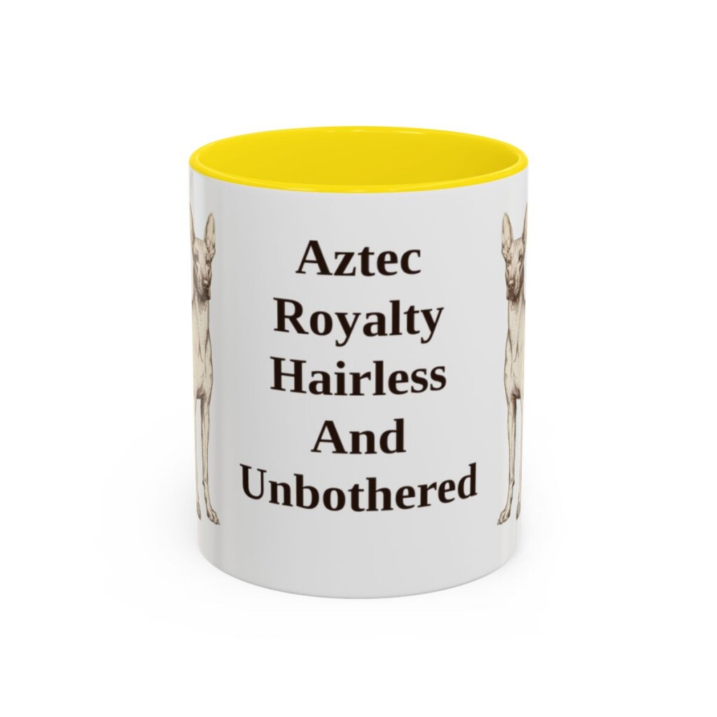 11oz Funny Xoloitzcuintli Mug, Yellow, front view