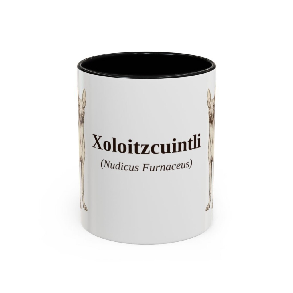 11oz Xoloitzcuintli Latin Mug, Black, front view
