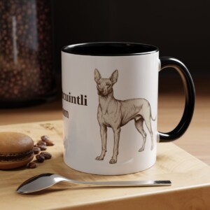 11oz Xoloitzcuintli Dog Mom Mug, Black, lifestyle photo