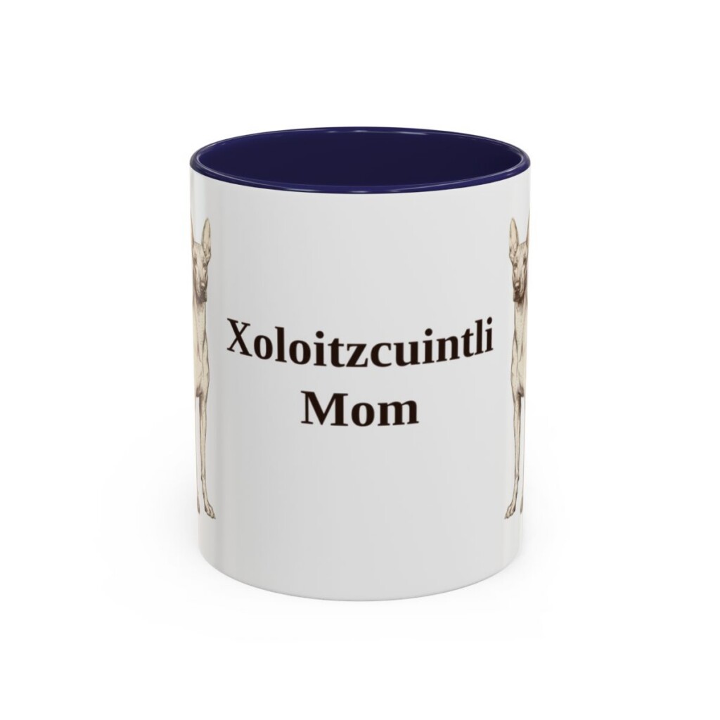 11oz Xoloitzcuintli Dog Mom Mug, Navy, front view