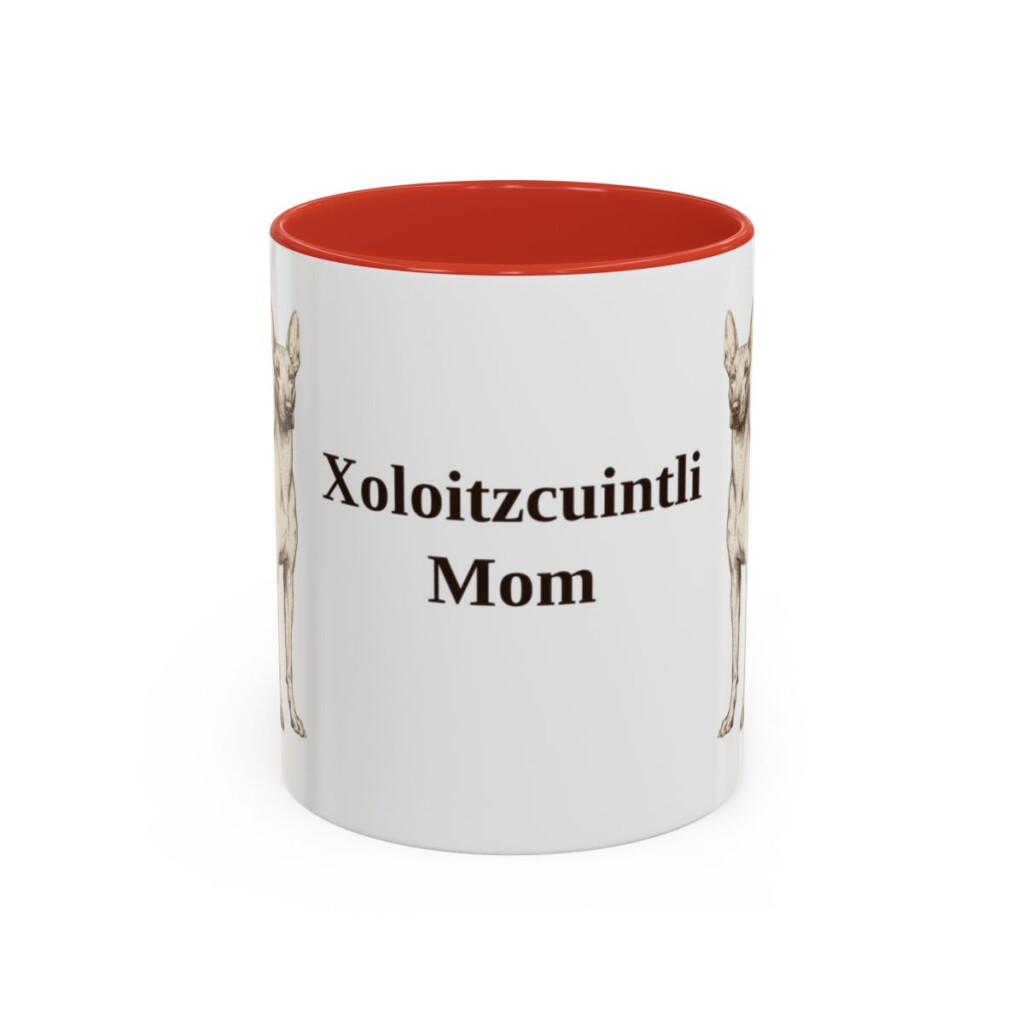 11oz Xoloitzcuintli Dog Mom Mug, Red, front view