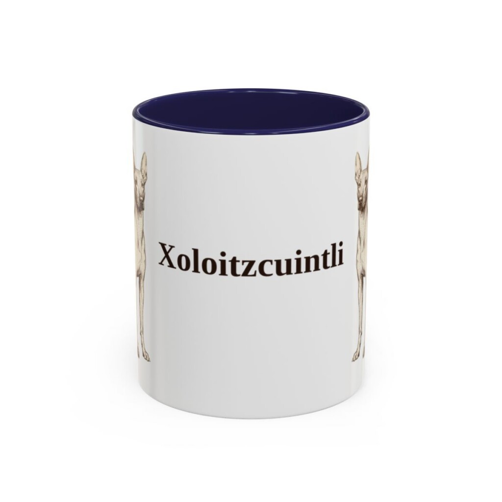 11oz Xoloitzcuintli Mug, Navy, front view