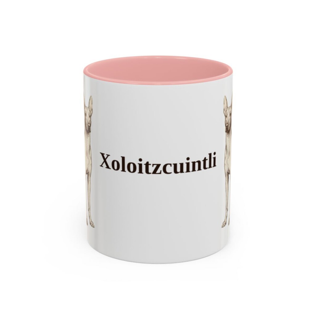 11oz Xoloitzcuintli Mug, Pink, front view