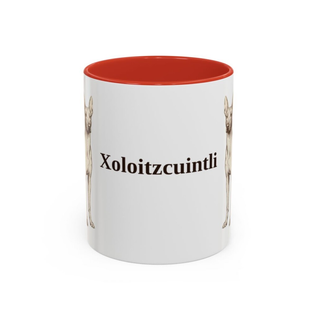 11oz Xoloitzcuintli Mug, Red, front view