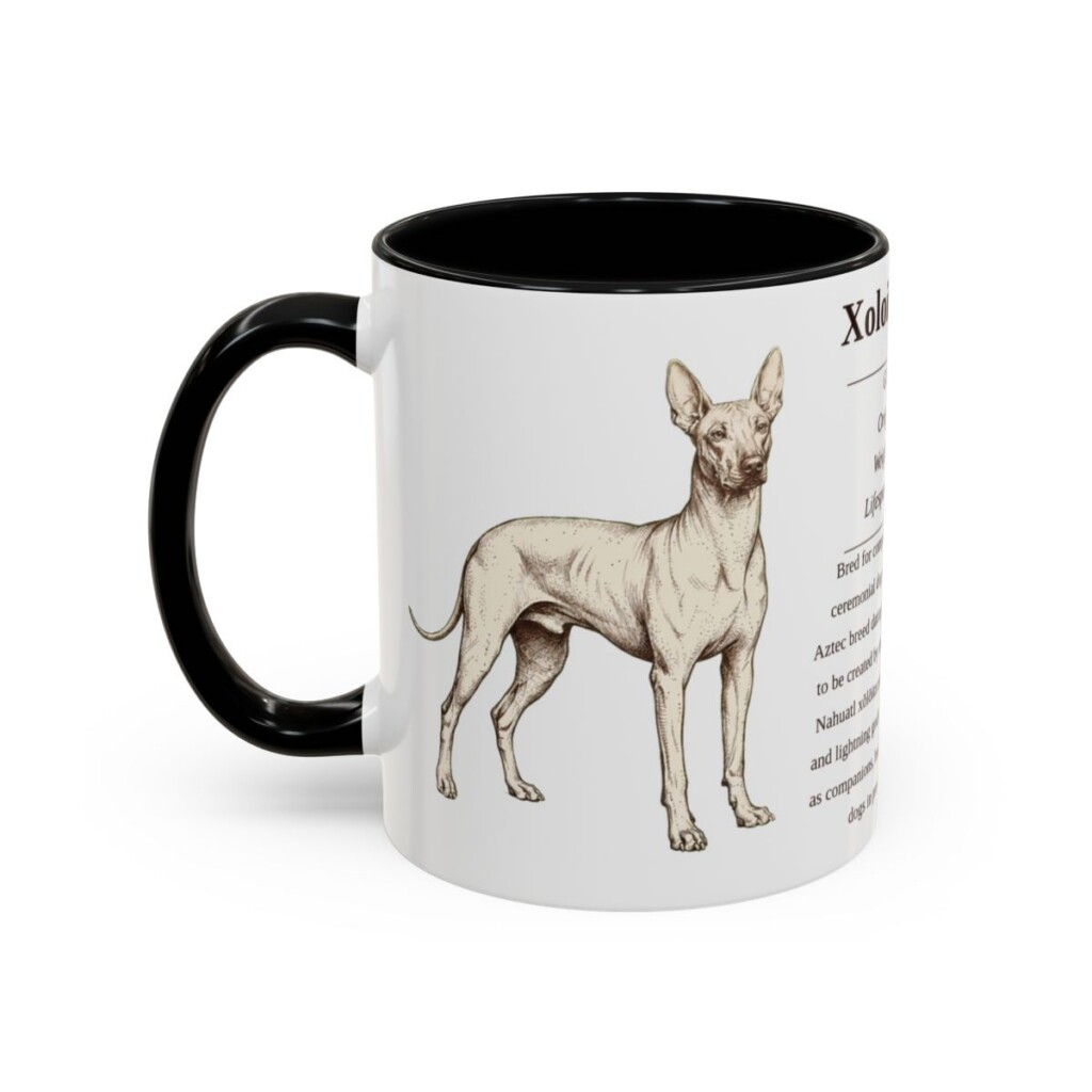 11oz Xoloitzcuintli Mug, Black, left side view