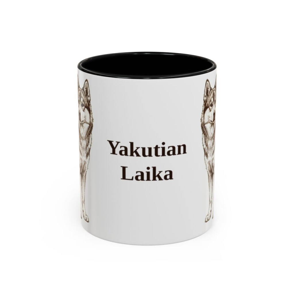 11oz Yakutian Laika Mug, Black, front view