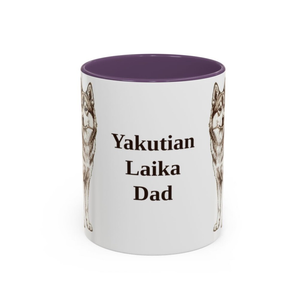 11oz Yakutian Laika Dog Dad Mug, Purple, front view
