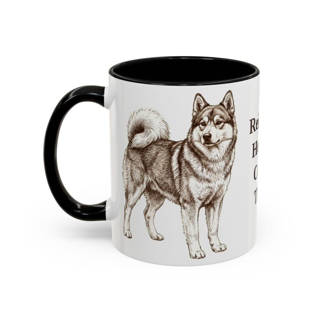 11oz Funny Yakutian Laika Mug, Black, left side view