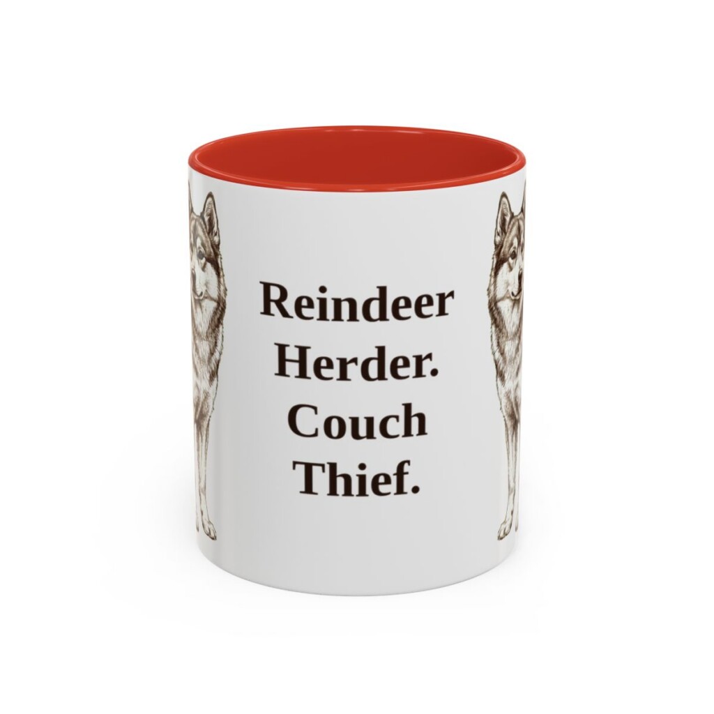 11oz Funny Yakutian Laika Mug, Red, front view