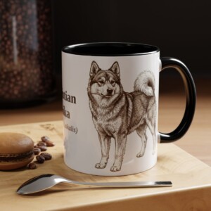 11oz Yakutian Laika Latin Mug, Black, lifestyle photo