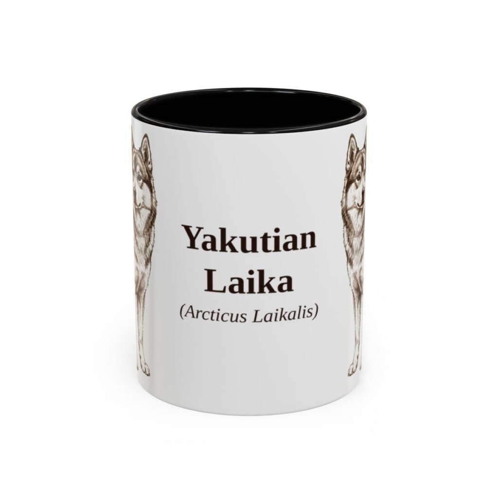 11oz Yakutian Laika Latin Mug, Black, front view