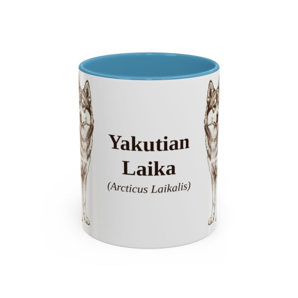 11oz Yakutian Laika Latin Mug, Light Blue, front view
