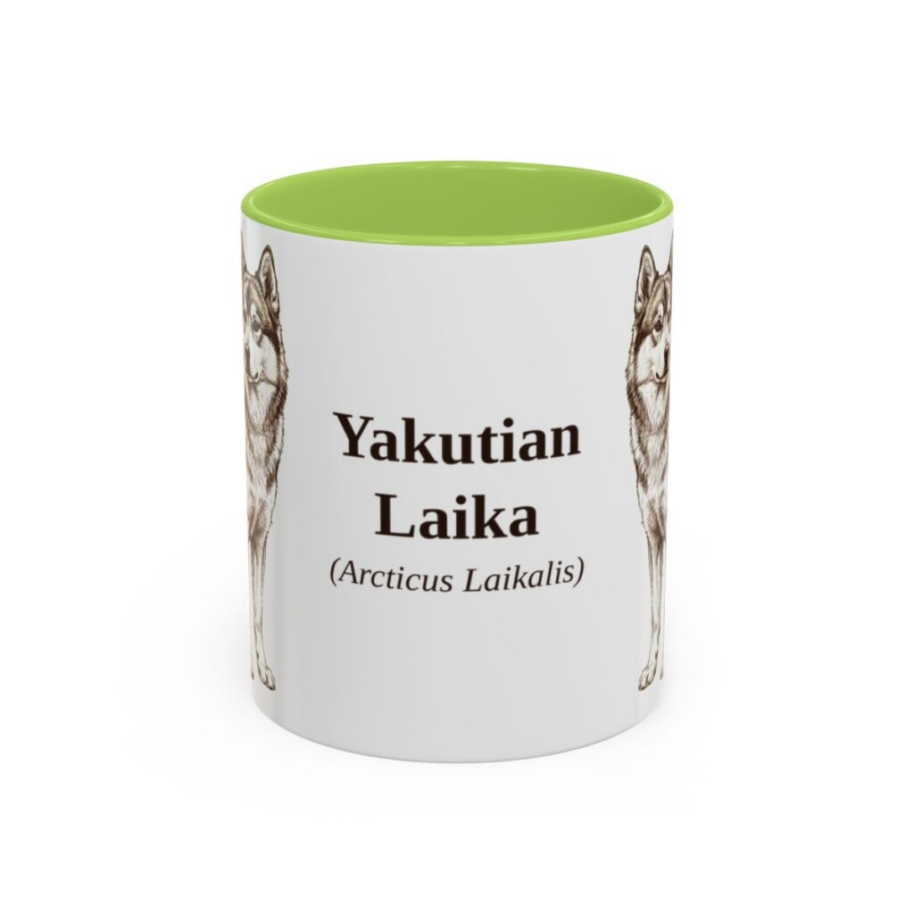 11oz Yakutian Laika Latin Mug, Light Green, front view