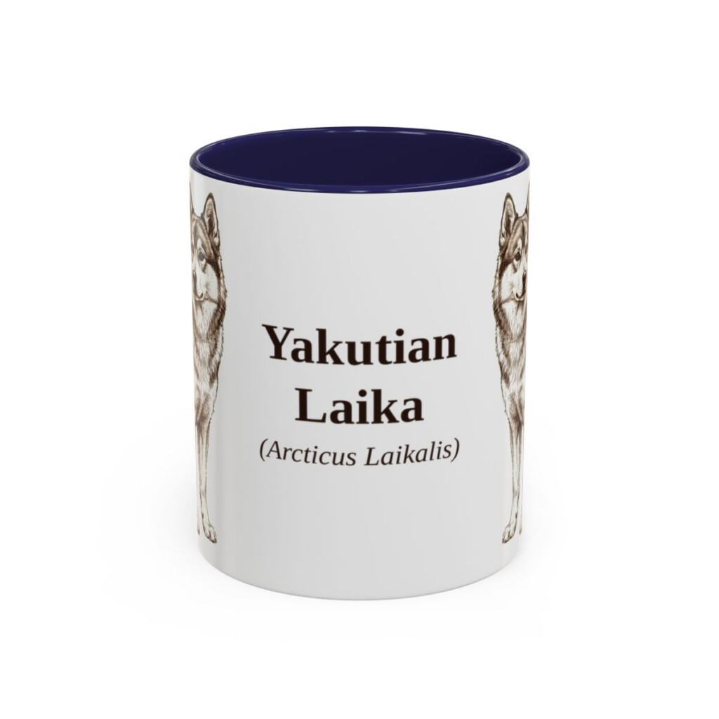 11oz Yakutian Laika Latin Mug, Navy, front view