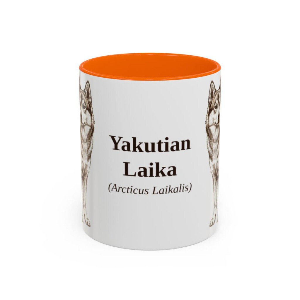 11oz Yakutian Laika Latin Mug, Orange, front view