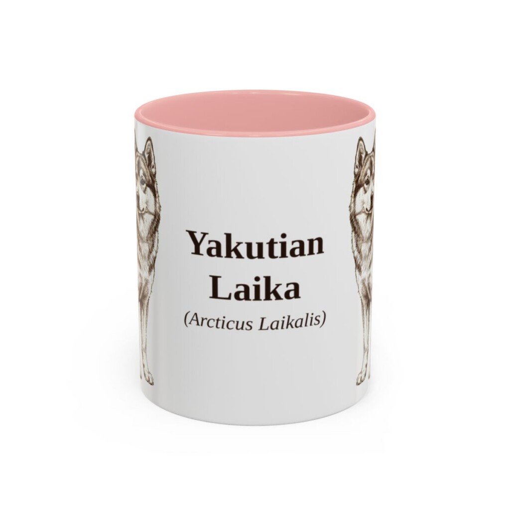 11oz Yakutian Laika Latin Mug, Pink, front view