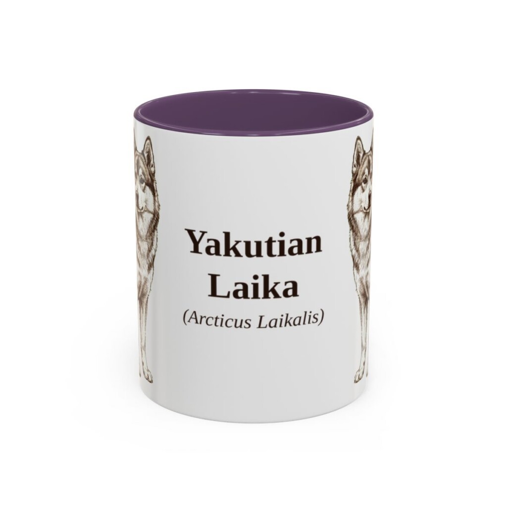 11oz Yakutian Laika Latin Mug, Purple, front view