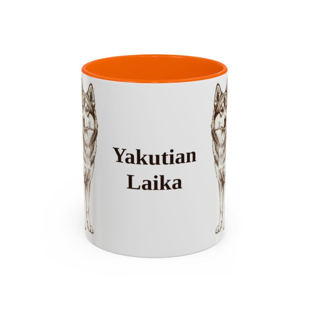 11oz Yakutian Laika Mug, Orange, front view