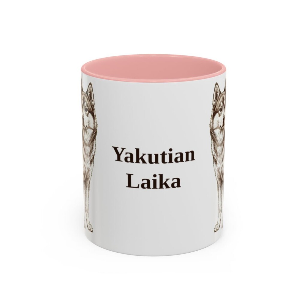 11oz Yakutian Laika Mug, Pink, front view