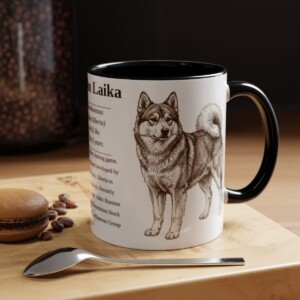 11oz Yakutian Laika Mug, Black, lifestyle photo