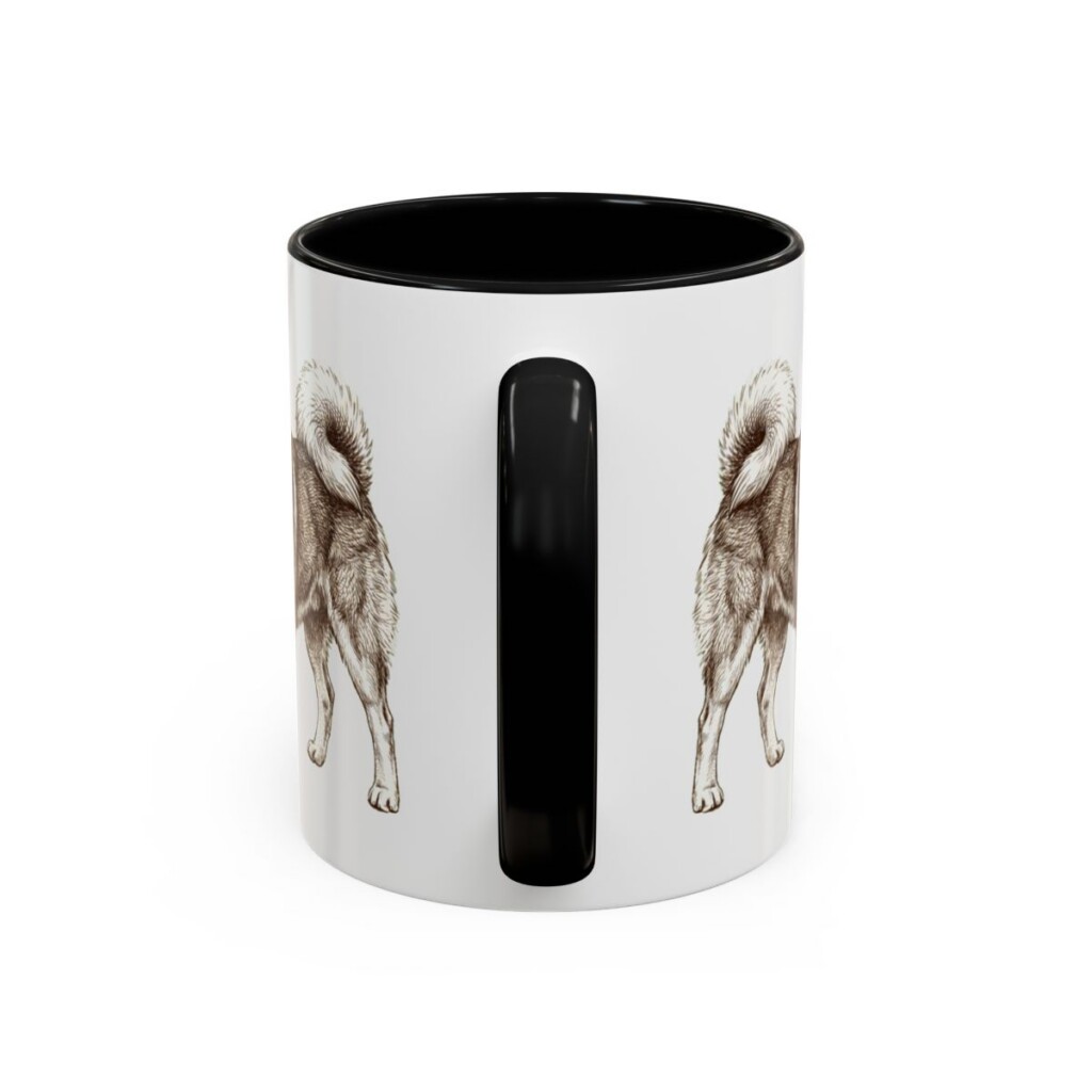 11oz Yakutian Laika Mug, Black, back view