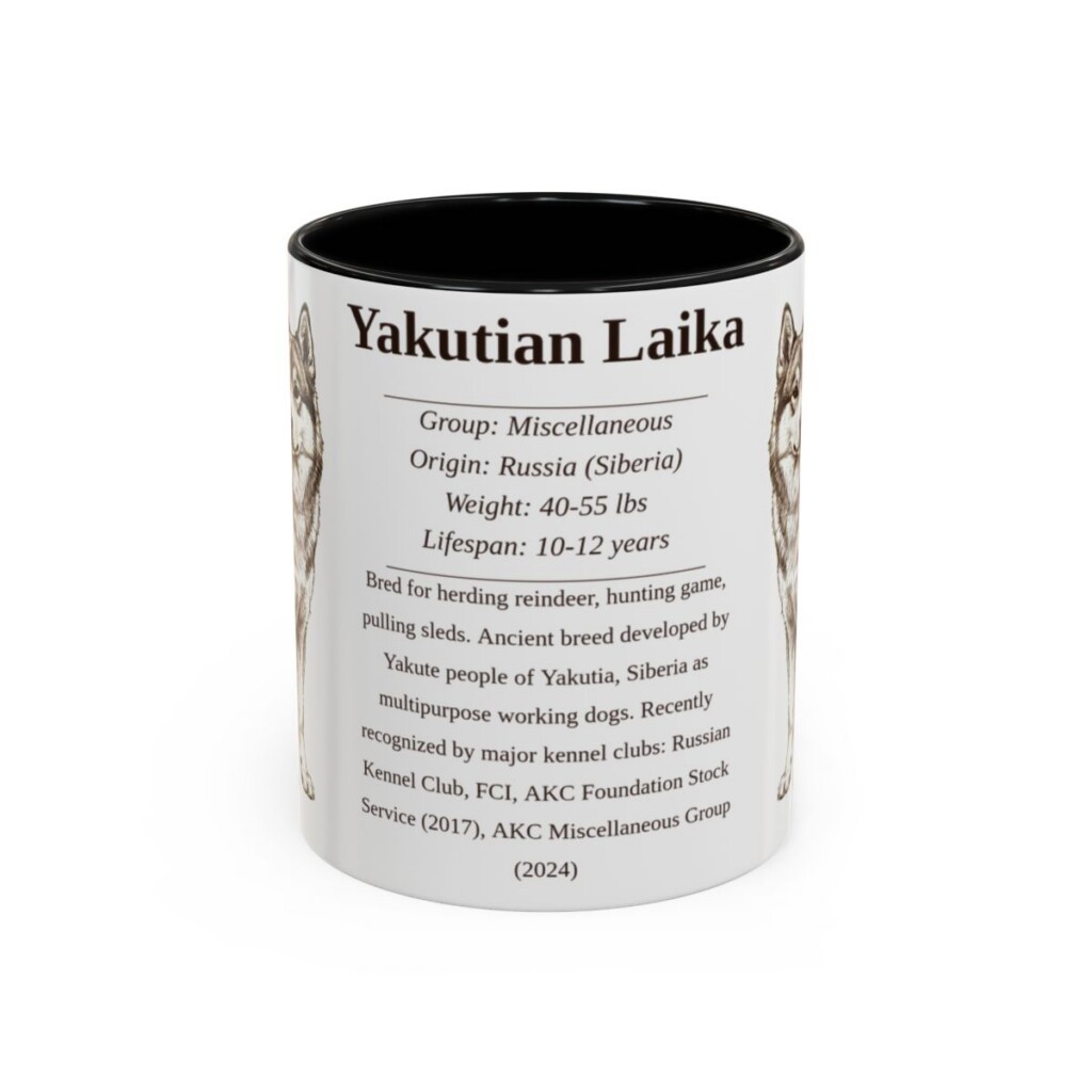 11oz Yakutian Laika Mug, Black, front view