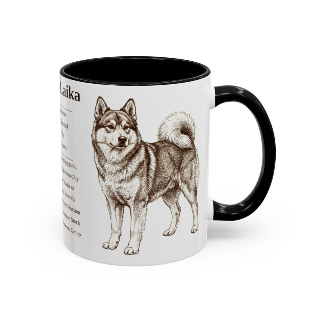 11oz Yakutian Laika Mug, Black, right side view