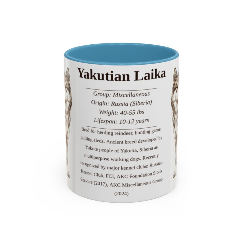 11oz Yakutian Laika Mug, Light Blue, front view
