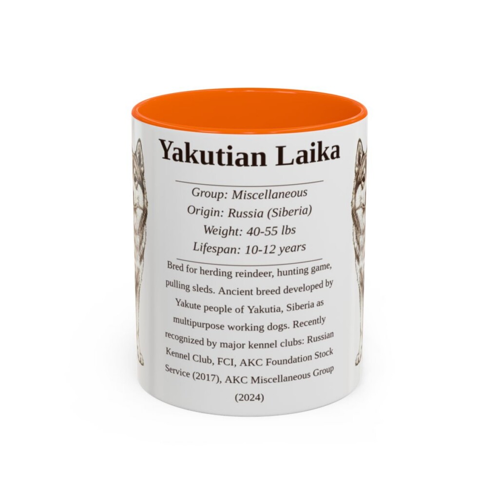 11oz Yakutian Laika Mug, Orange, front view