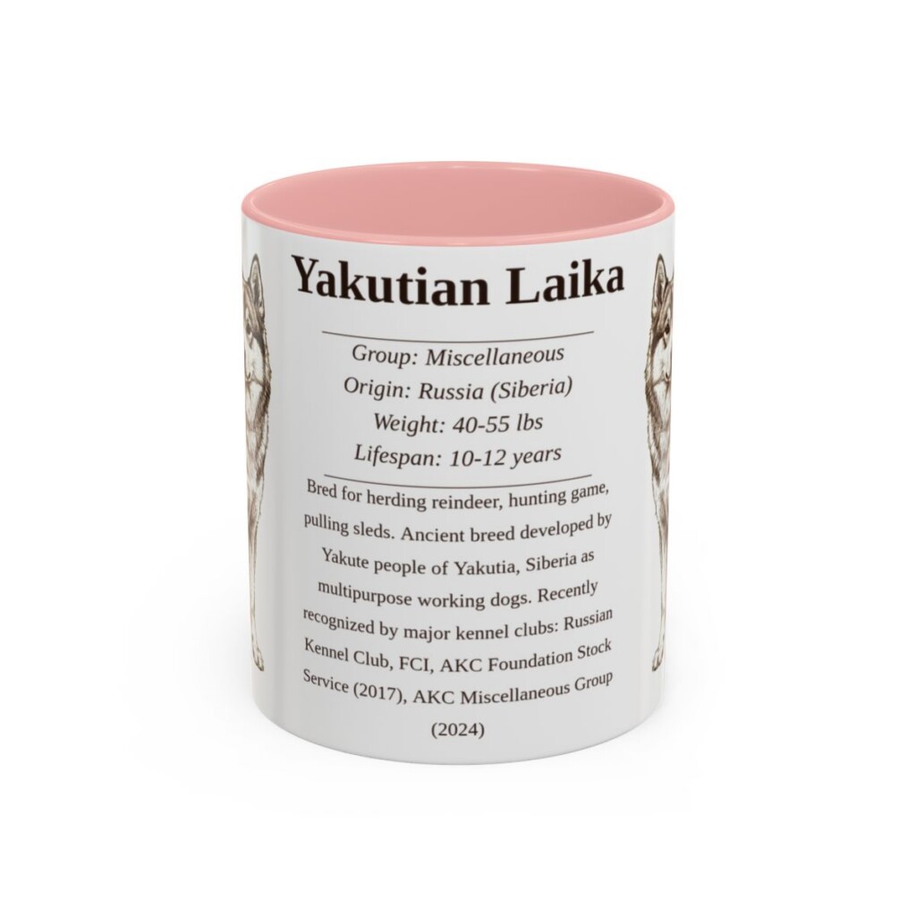 11oz Yakutian Laika Mug, Pink, front view