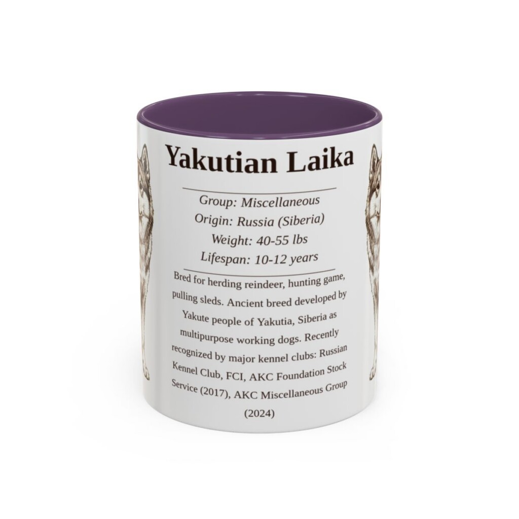 11oz Yakutian Laika Mug, Purple, front view